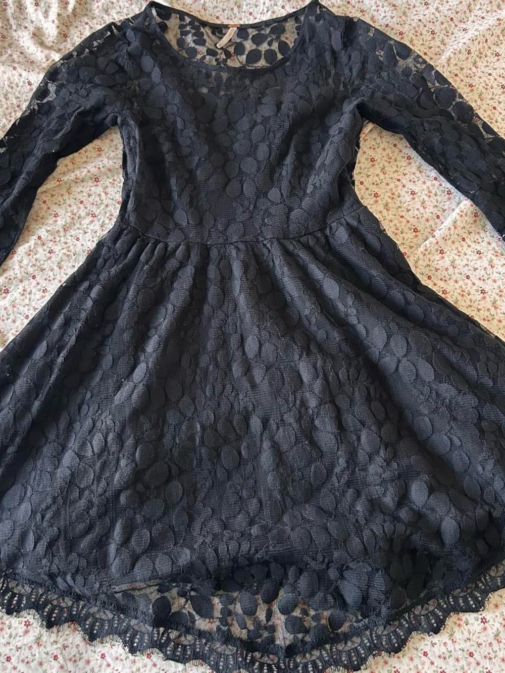 Free People Black Lace Fit & Flare Girls Dress